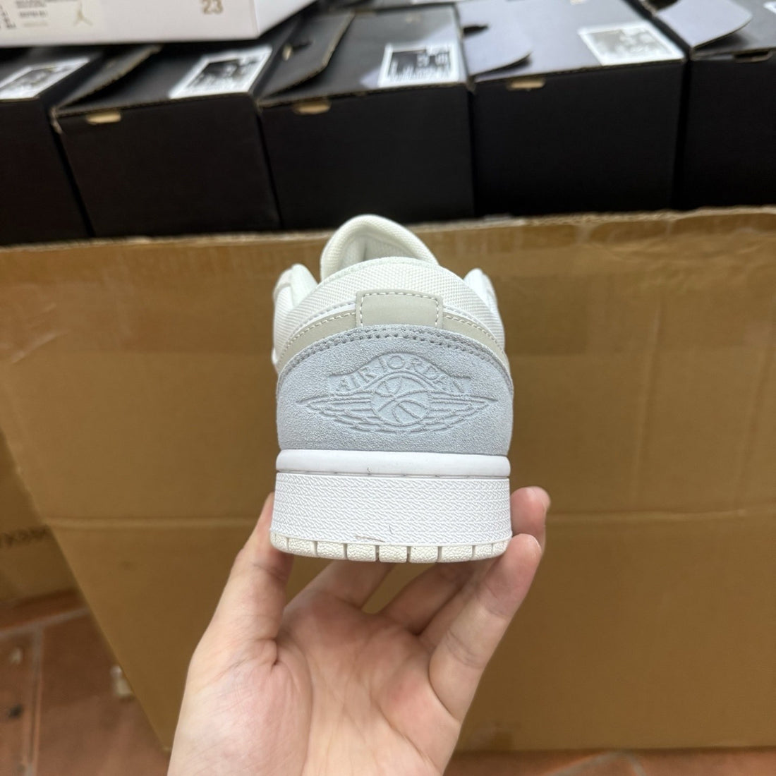 Air Jordan 1 Low Sail Grey Suede