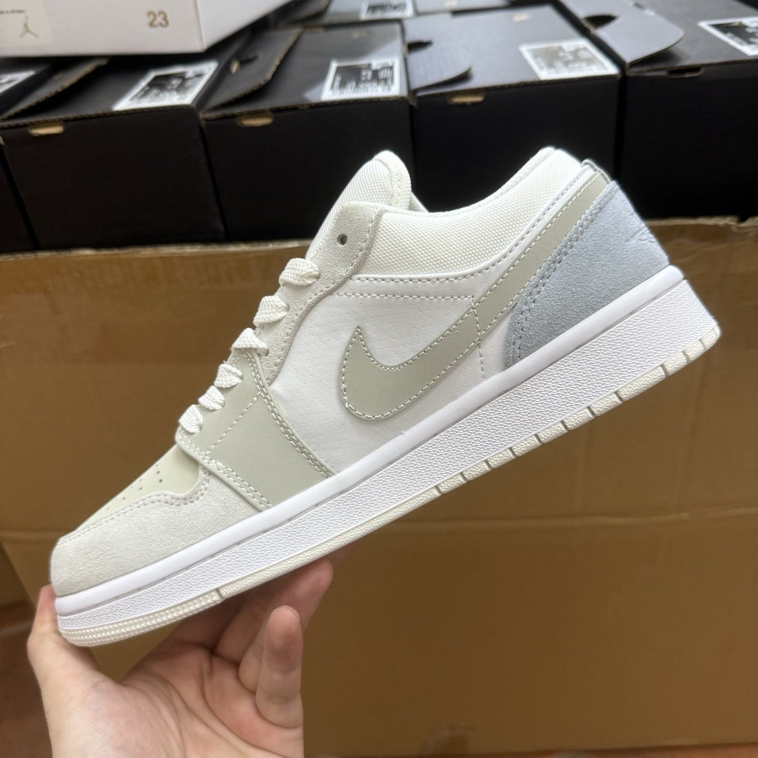 Air Jordan 1 Low Sail Grey Suede