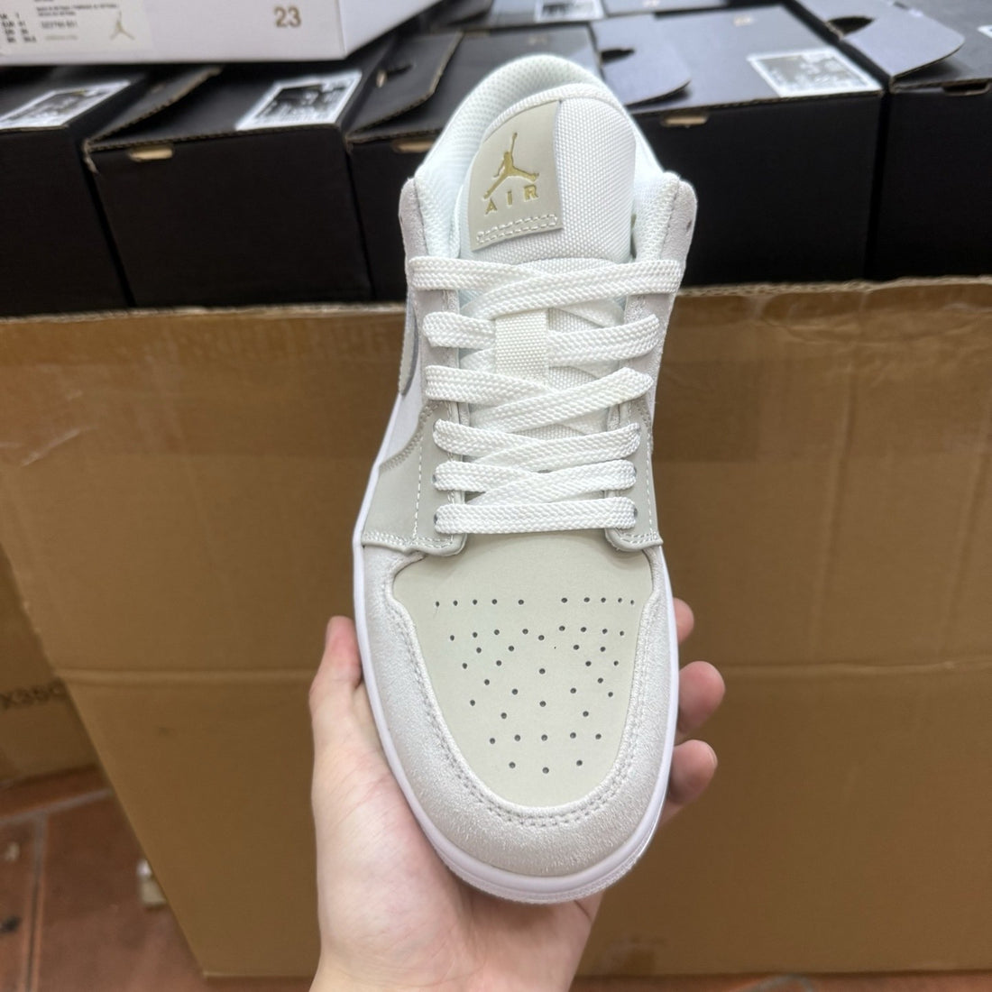 Air Jordan 1 Low Sail Grey Suede