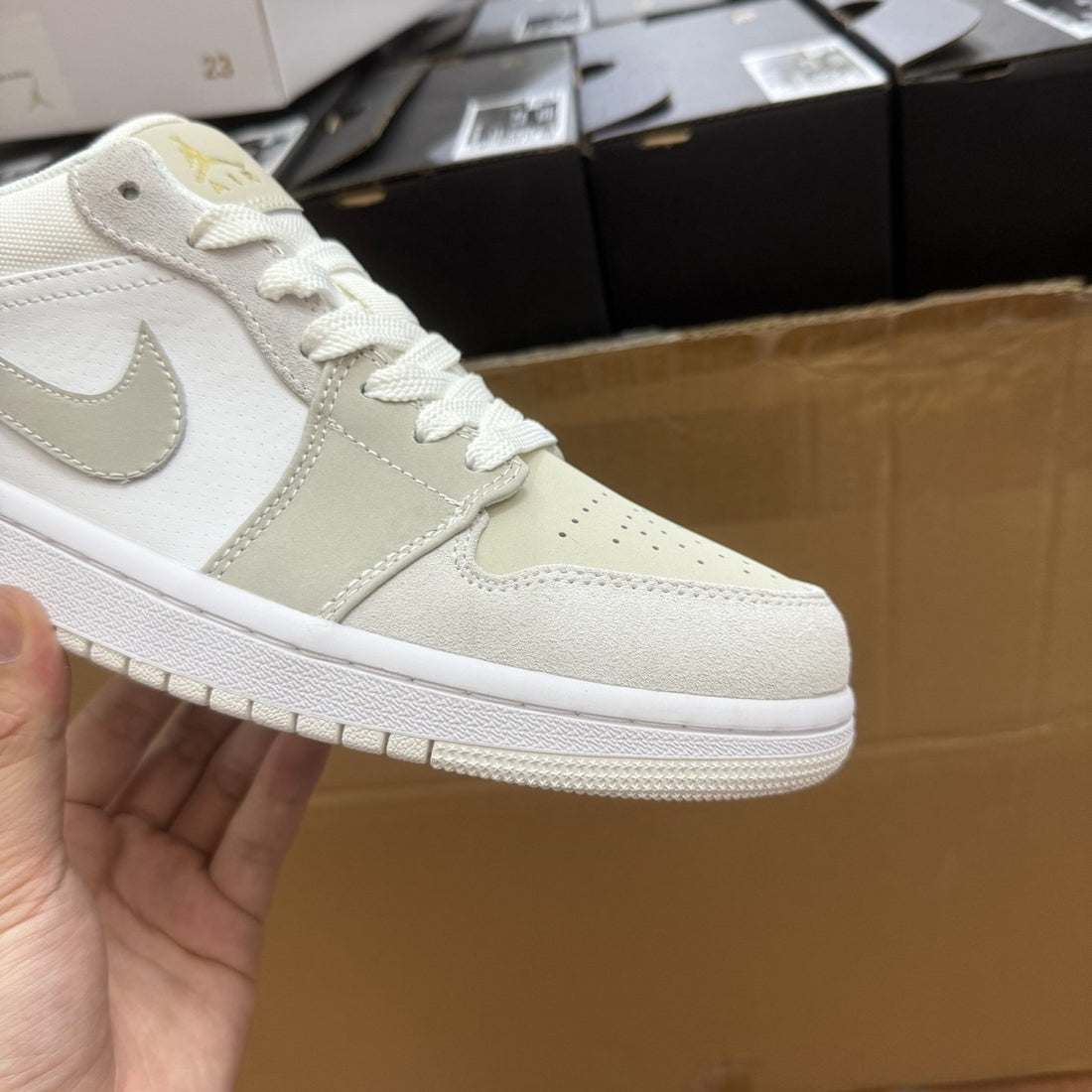 Air Jordan 1 Low Sail Grey Suede