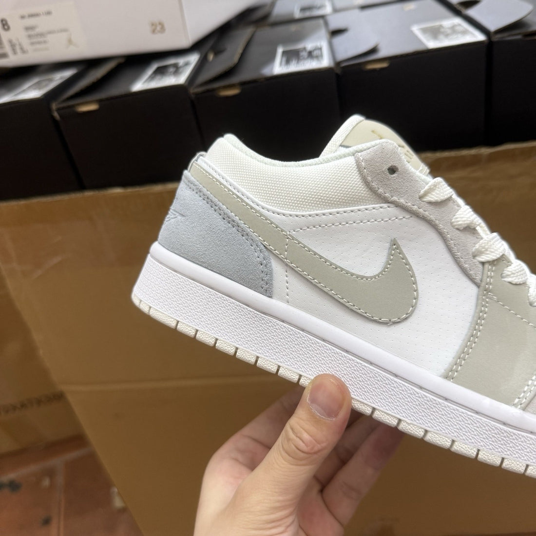 Air Jordan 1 Low Sail Grey Suede