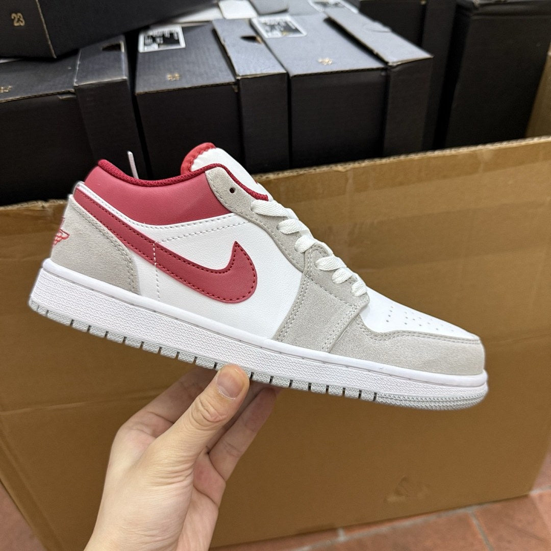 Air Jordan 1 Low Sail Red Grey Suede