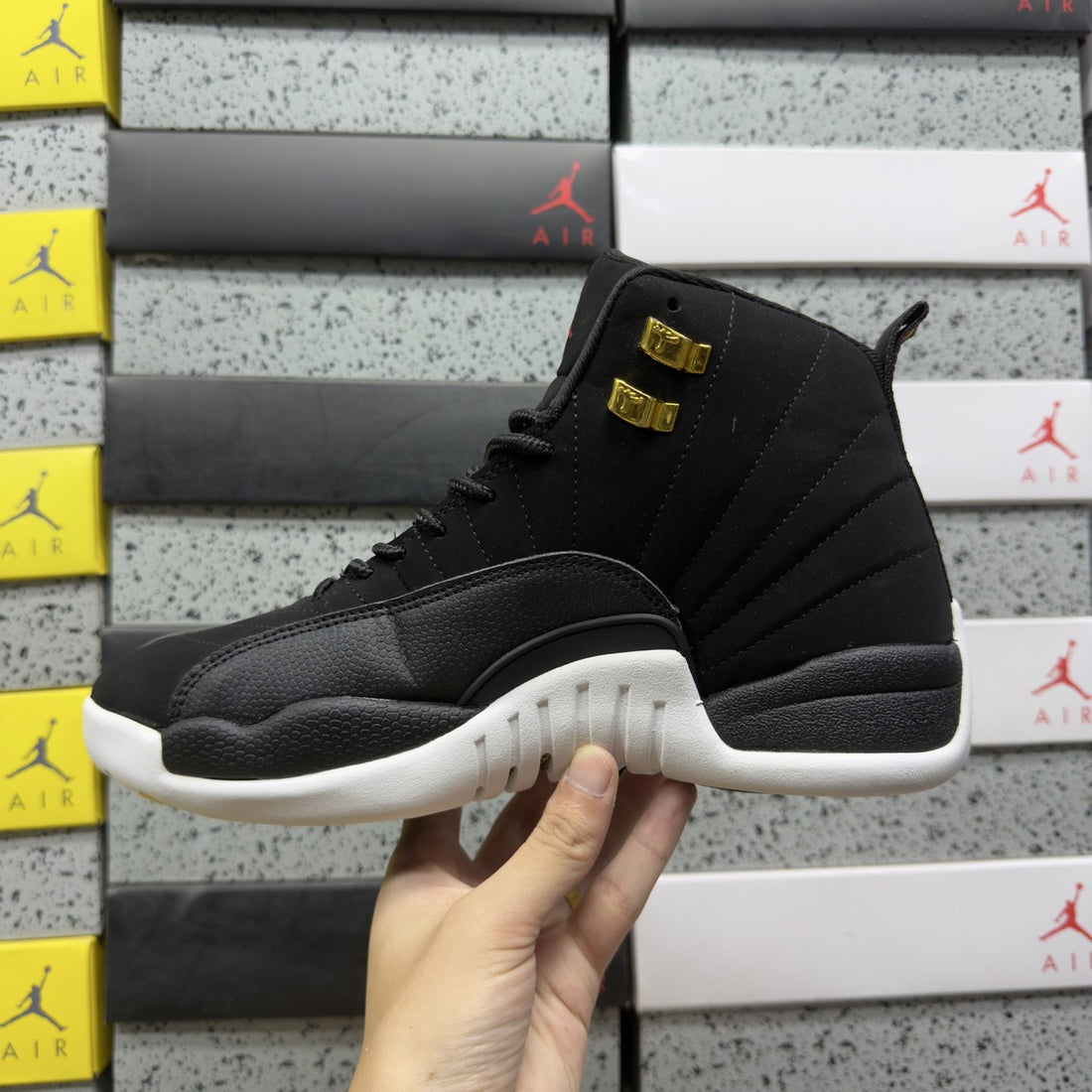 Air Jordan 12 Black White Gold