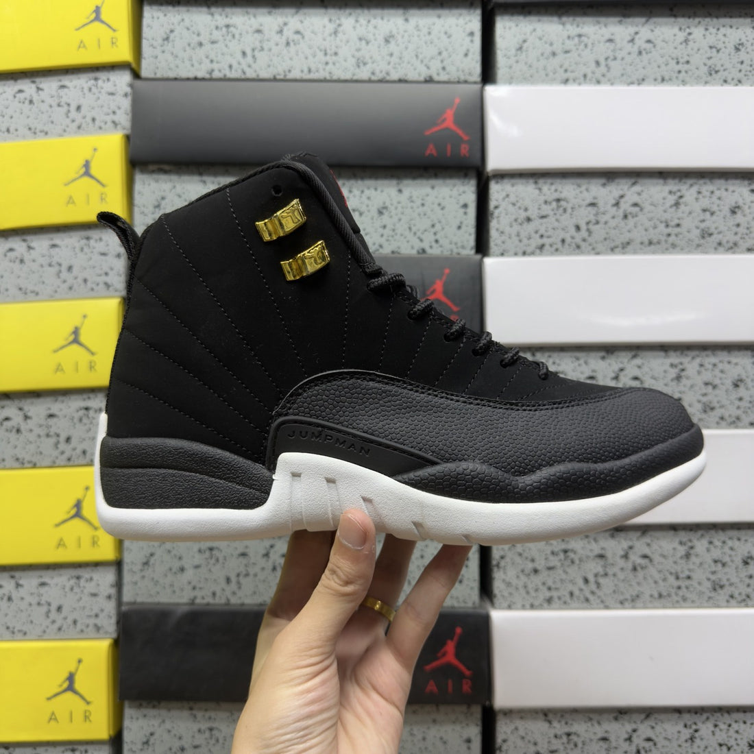 Air Jordan 12 Black White Gold