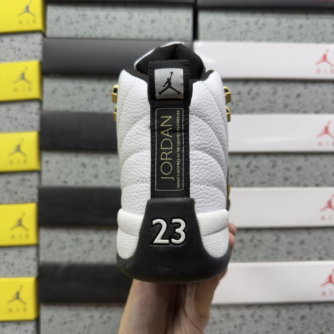 Air Jordan 12 White Gold Taxi