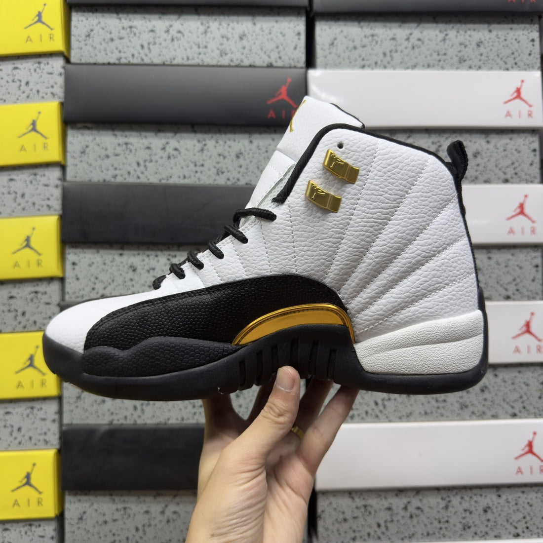 Air Jordan 12 White Gold Taxi