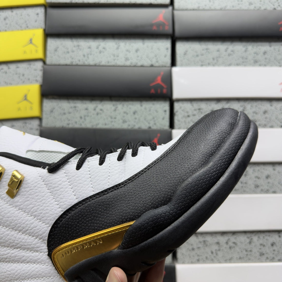 Air Jordan 12 White Gold Taxi