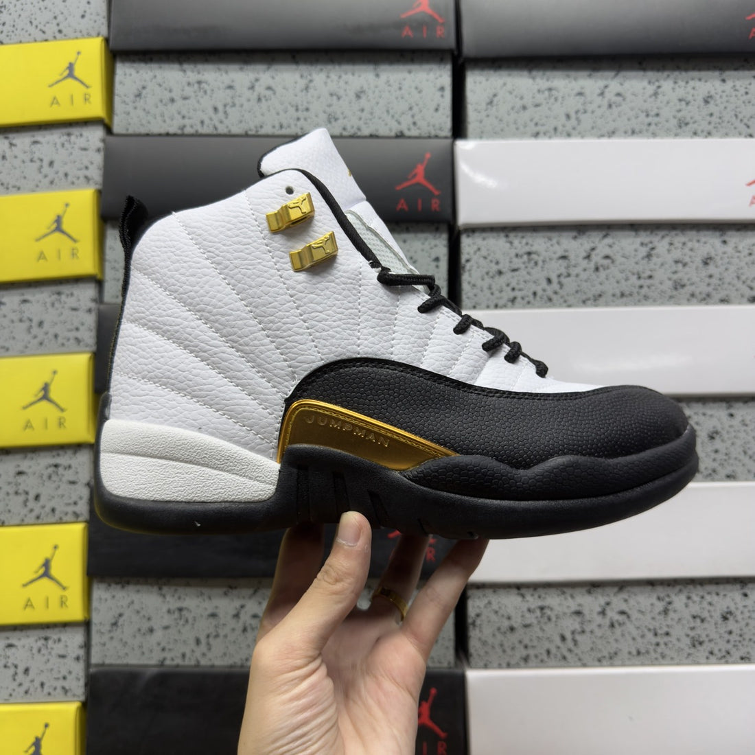 Air Jordan 12 White Gold Taxi