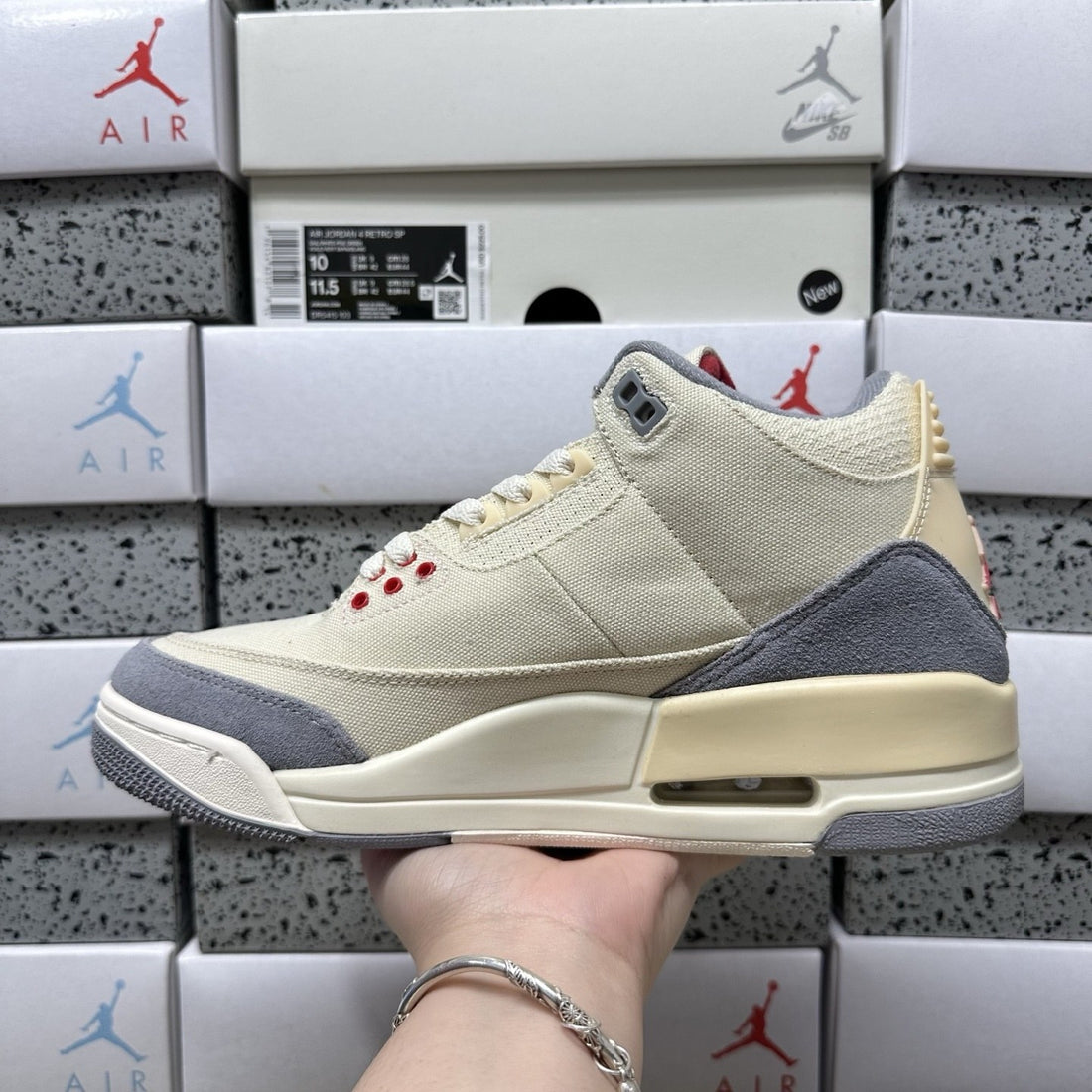 Air Jordan 3 Sail Navy Grey