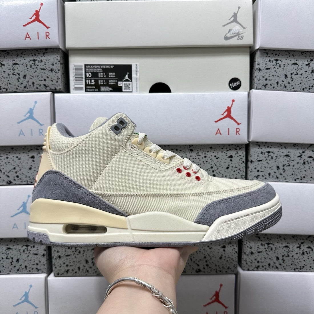 Air Jordan 3 Sail Navy Grey