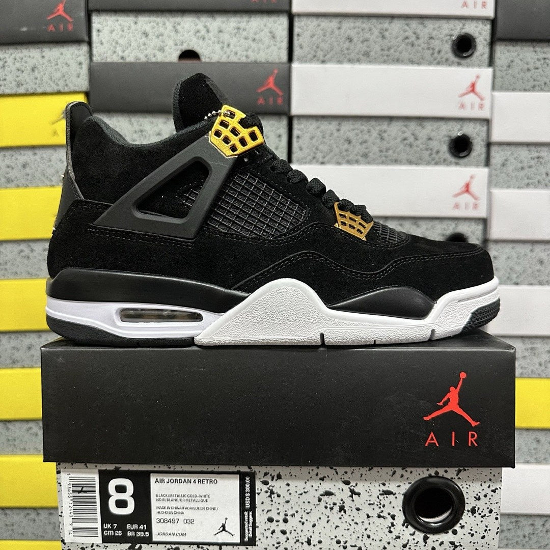 Air Jordan 4 Black Gold Suede