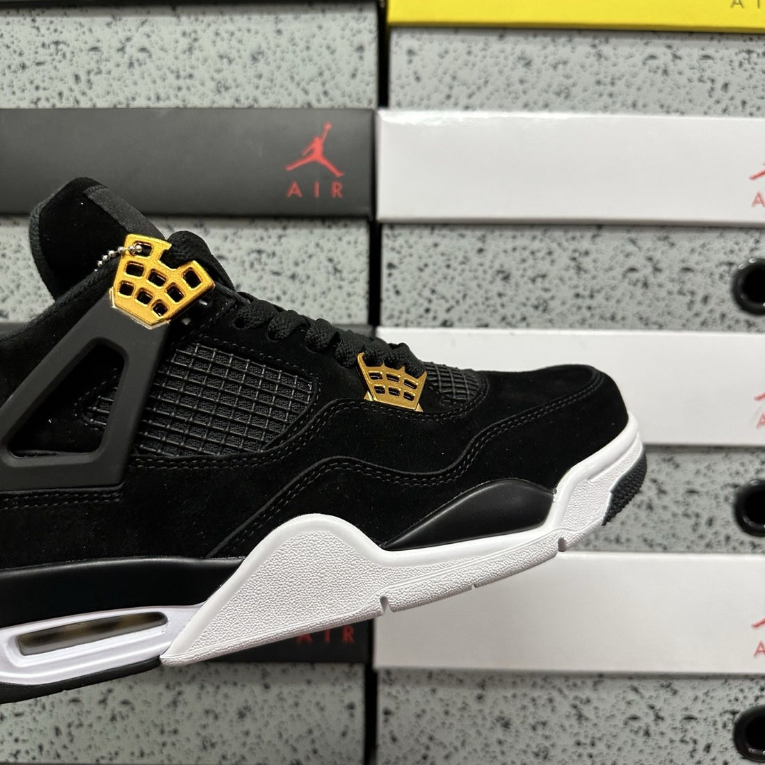 Air Jordan 4 Black Gold Suede