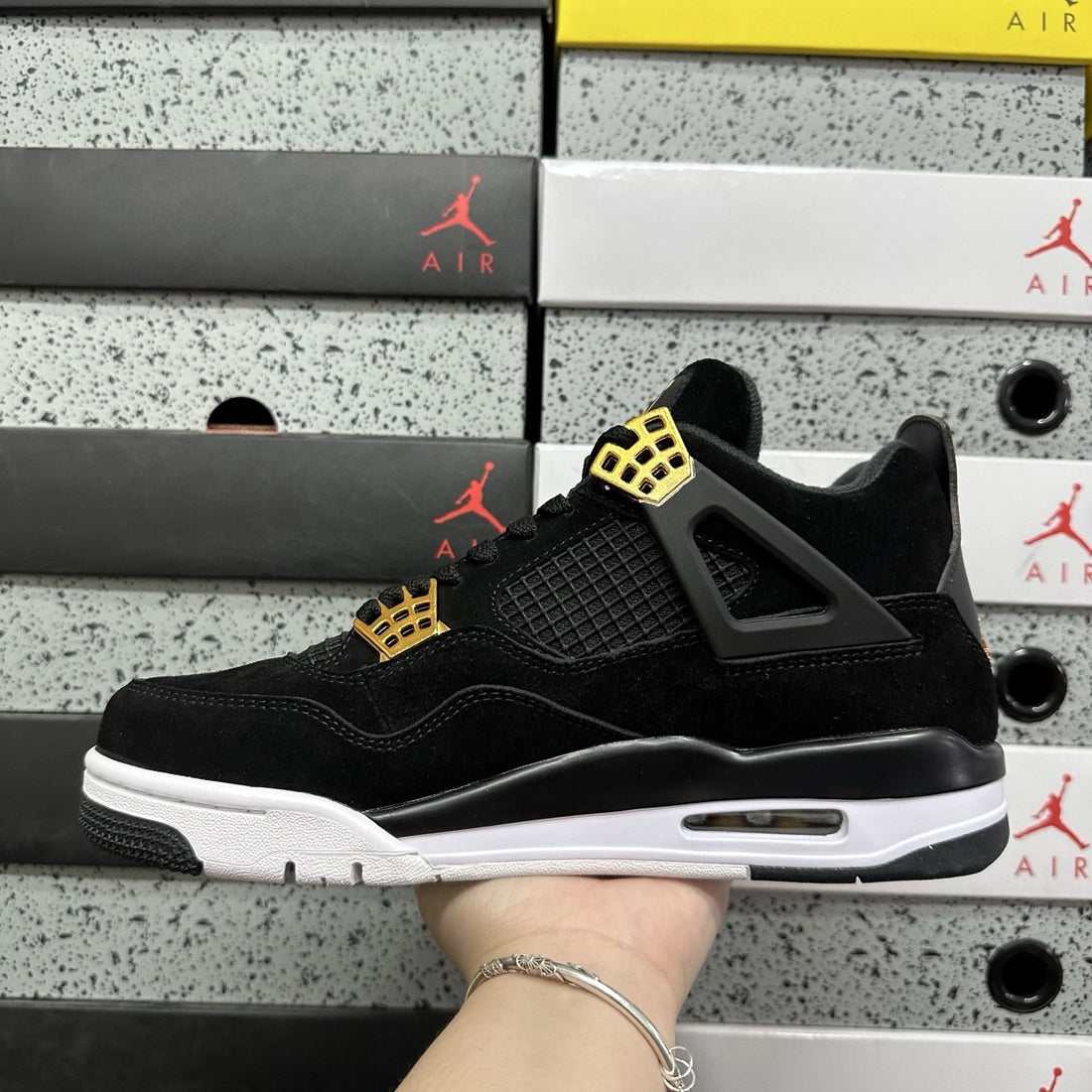 Air Jordan 4 Black Gold Suede
