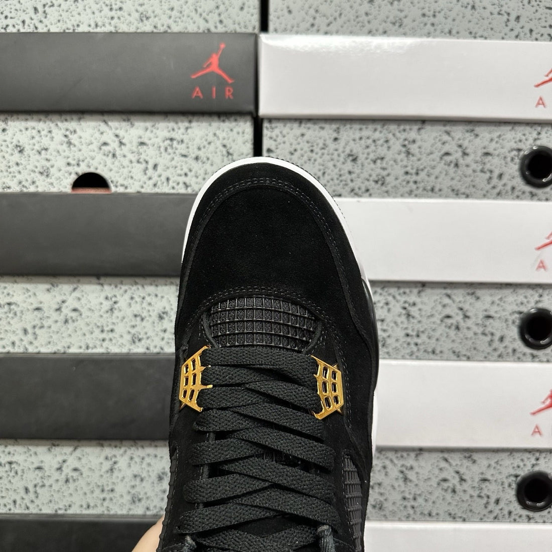 Air Jordan 4 Black Gold Suede