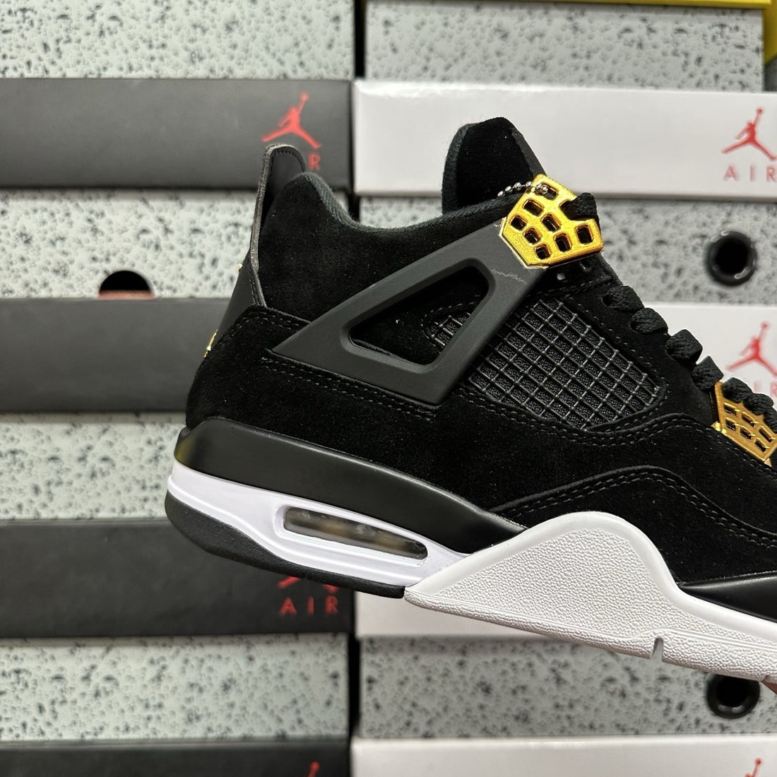 Air Jordan 4 Black Gold Suede
