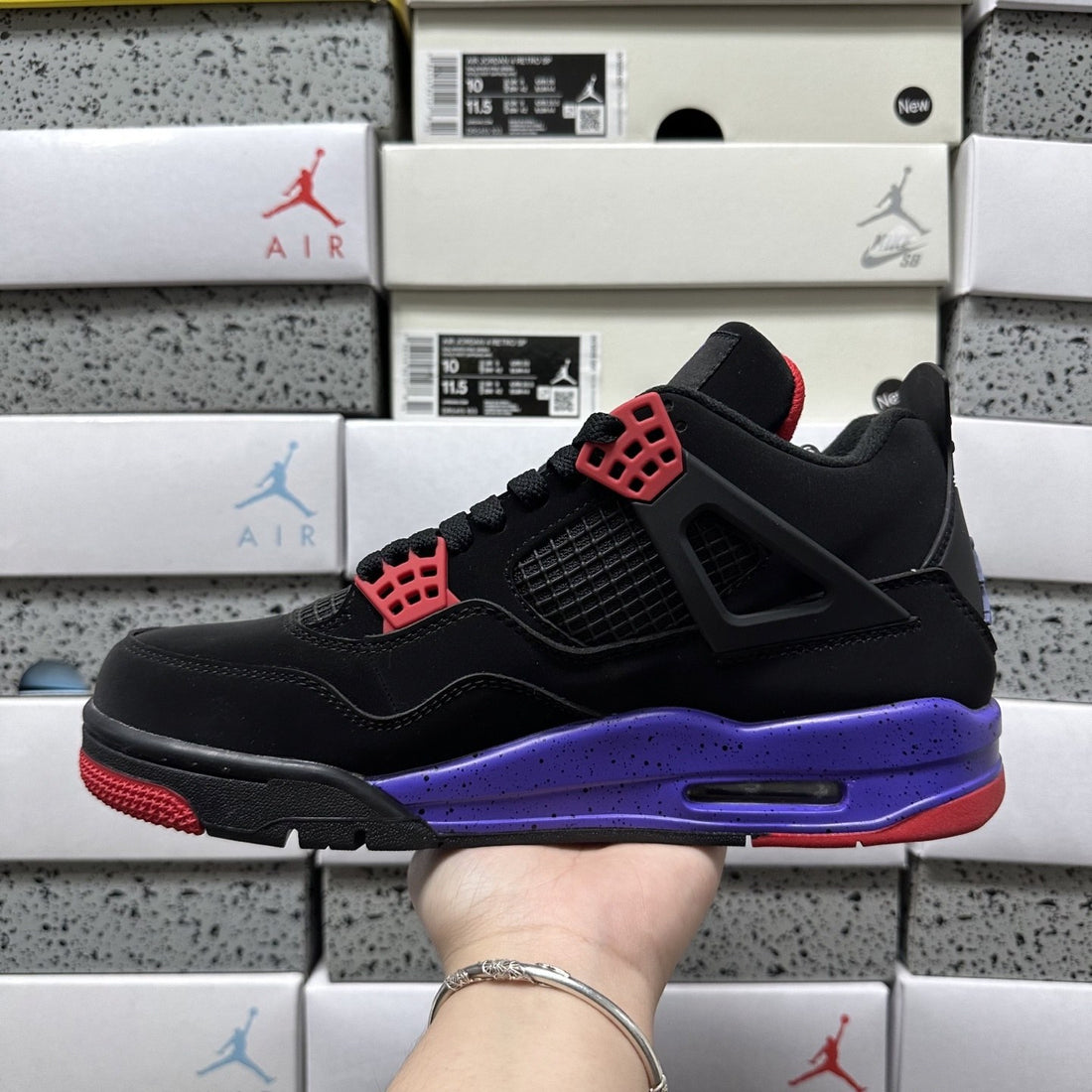 Air Jordan 4 Black Raptors Purple