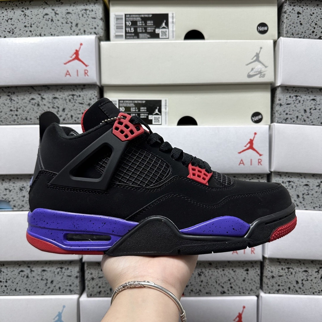 Air Jordan 4 Black Raptors Purple