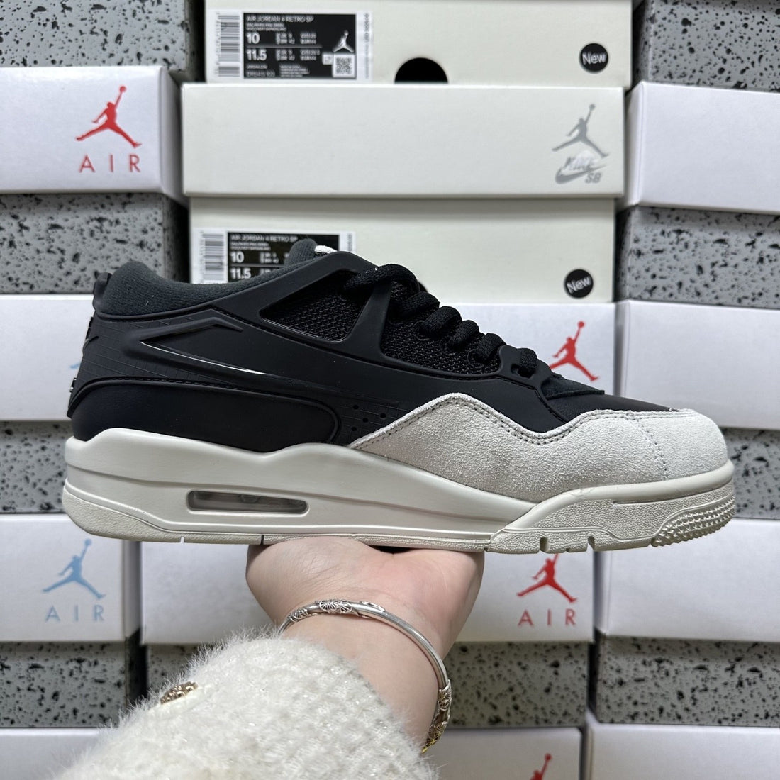 Air Jordan 4 RM Black Cream Grey