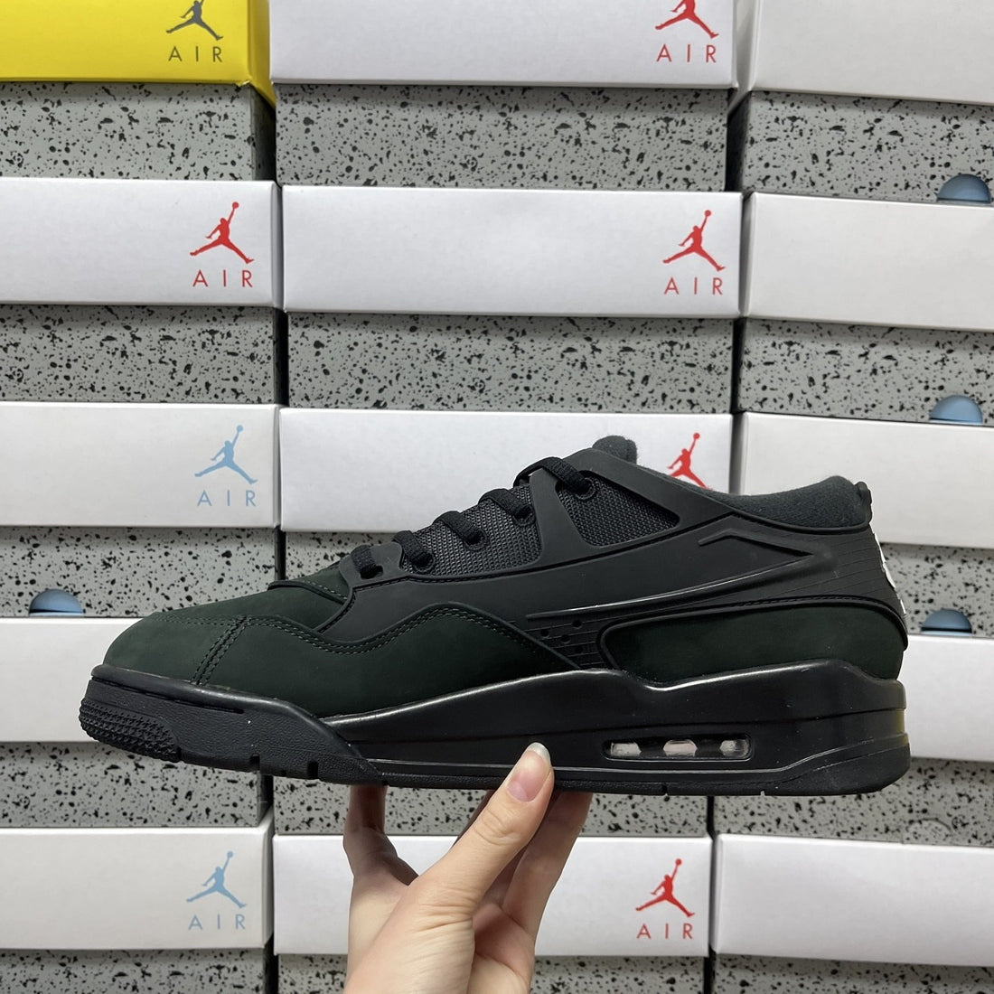 Air Jordan 4 RM Black Green Suede