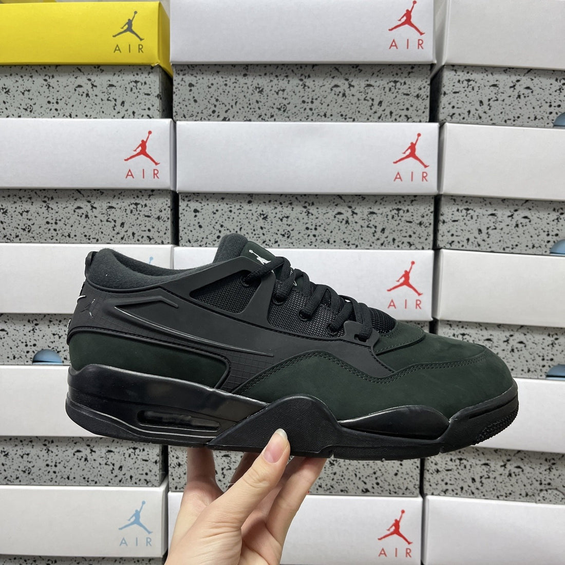 Air Jordan 4 RM Black Green Suede