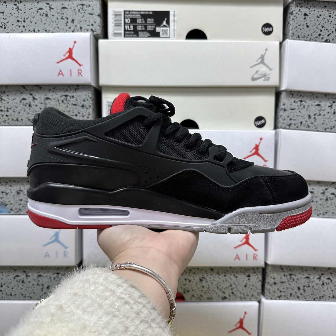 Air Jordan 4 RM Black Red Suede