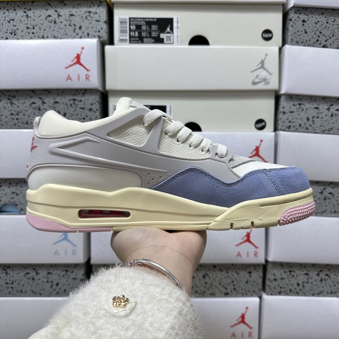 Air Jordan 4 RM Sail Blue Pink