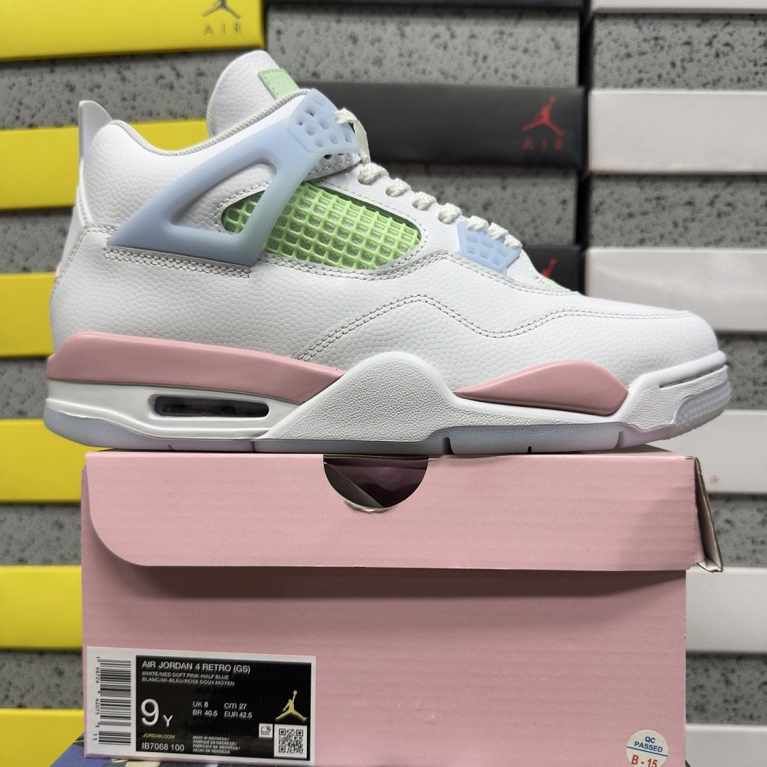 Air Jordan 4 White Pink Green