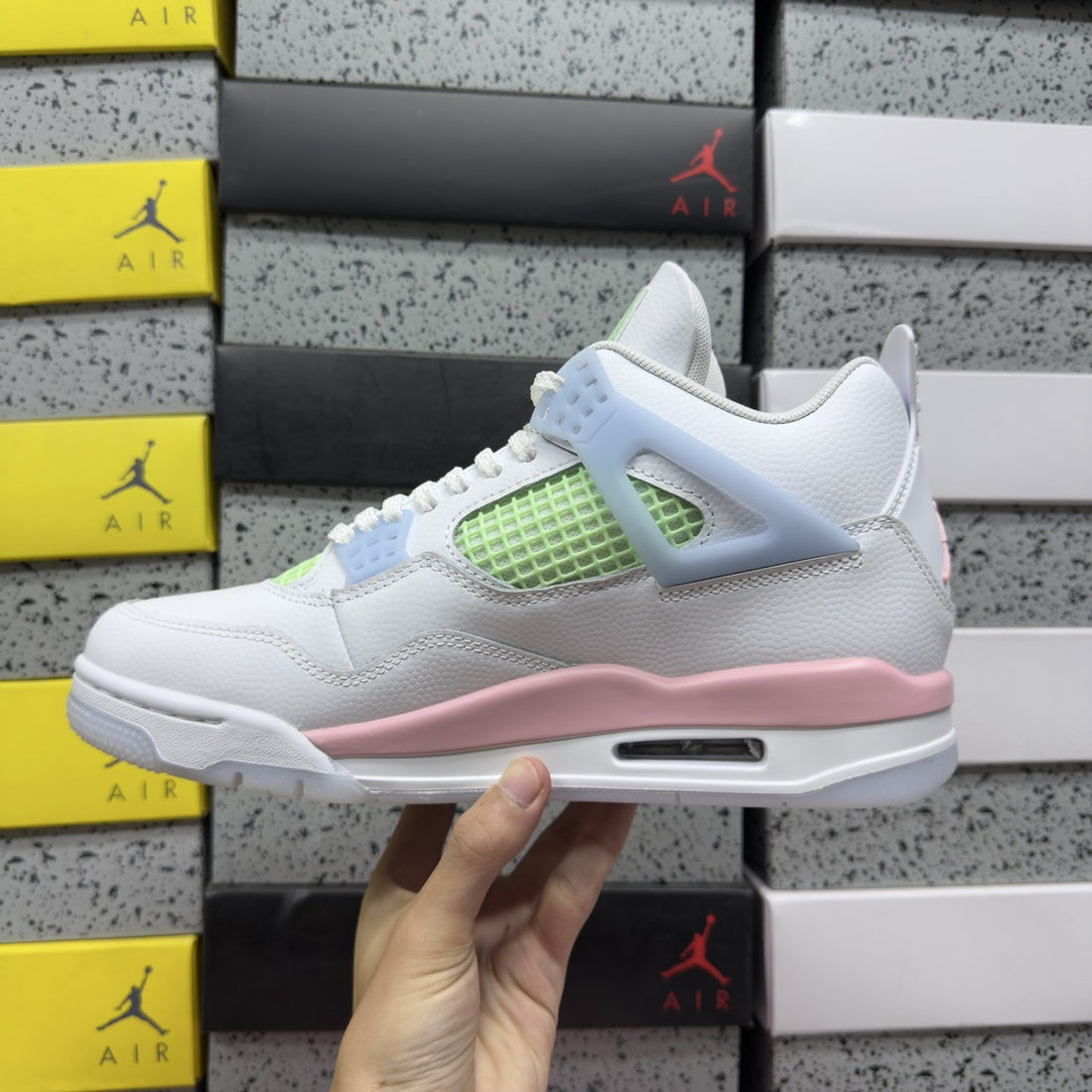 Air Jordan 4 White Pink Green