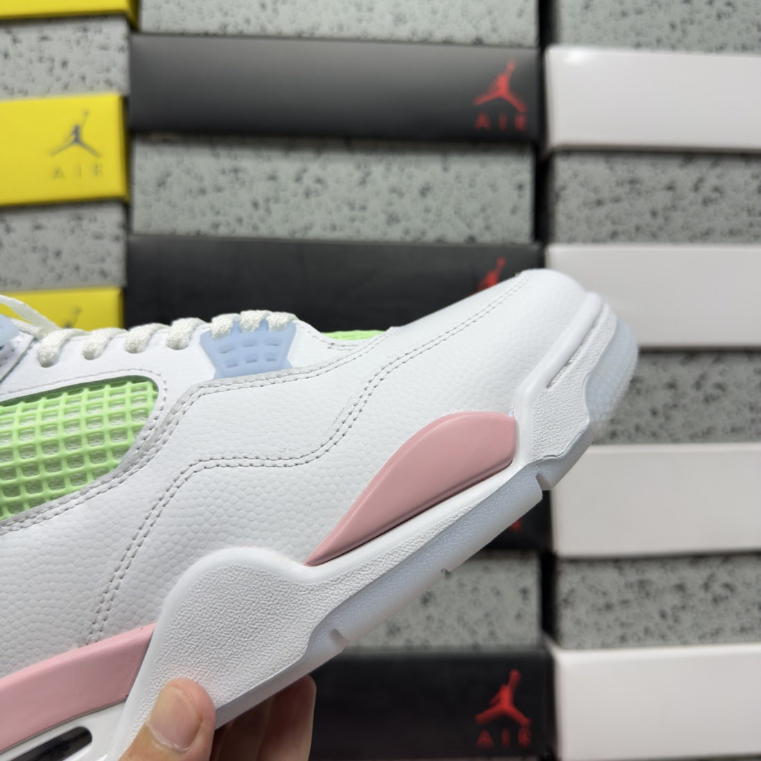 Air Jordan 4 White Pink Green