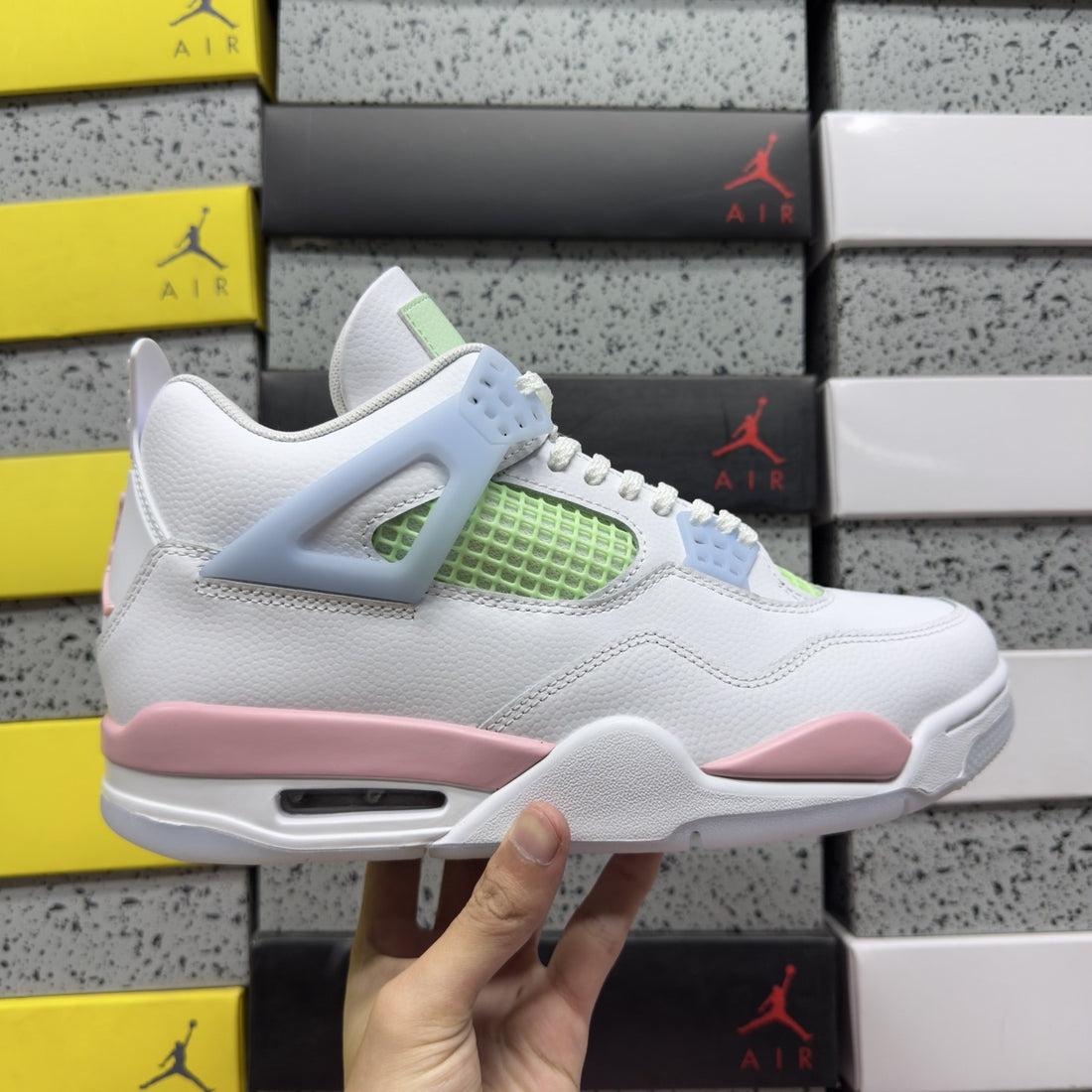Air Jordan 4 White Pink Green