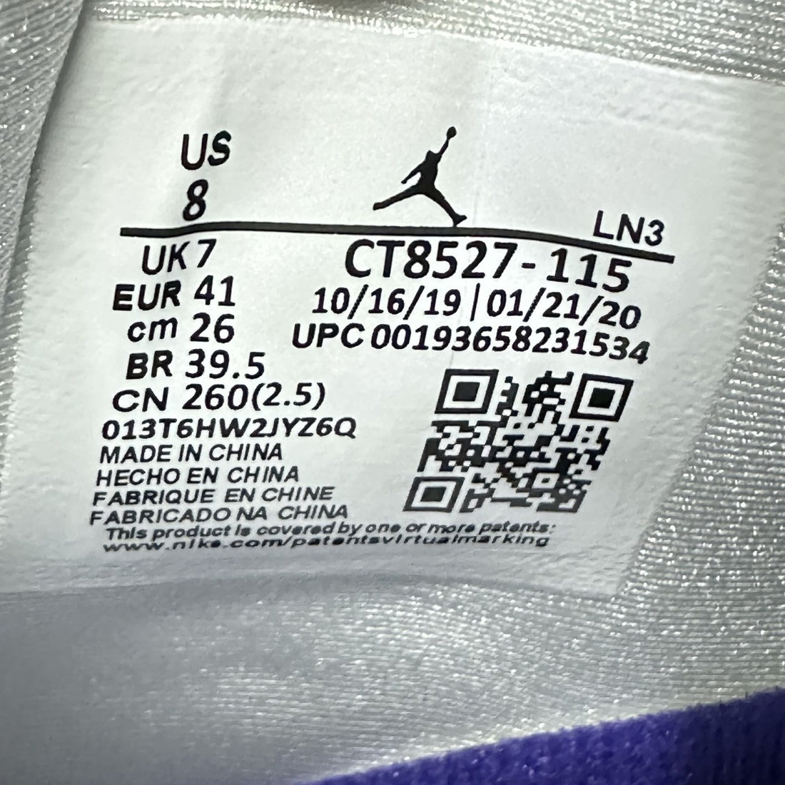 Air Jordan 4 White Purple Metallic