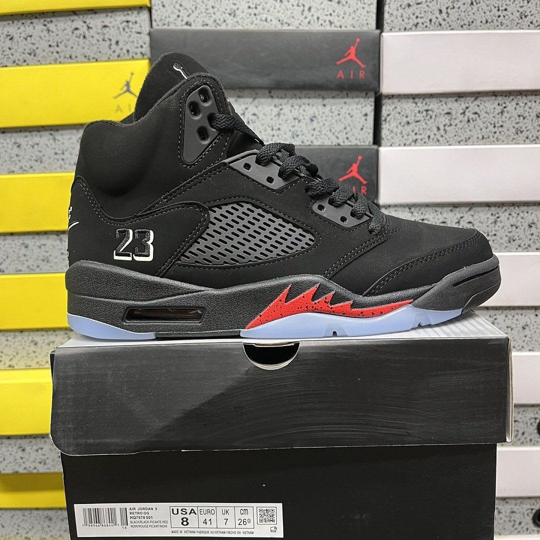 Air Jordan 5 Black Metallic Fire Red