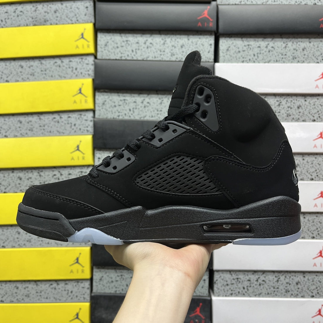Air Jordan 5 Black Metallic Fire Red