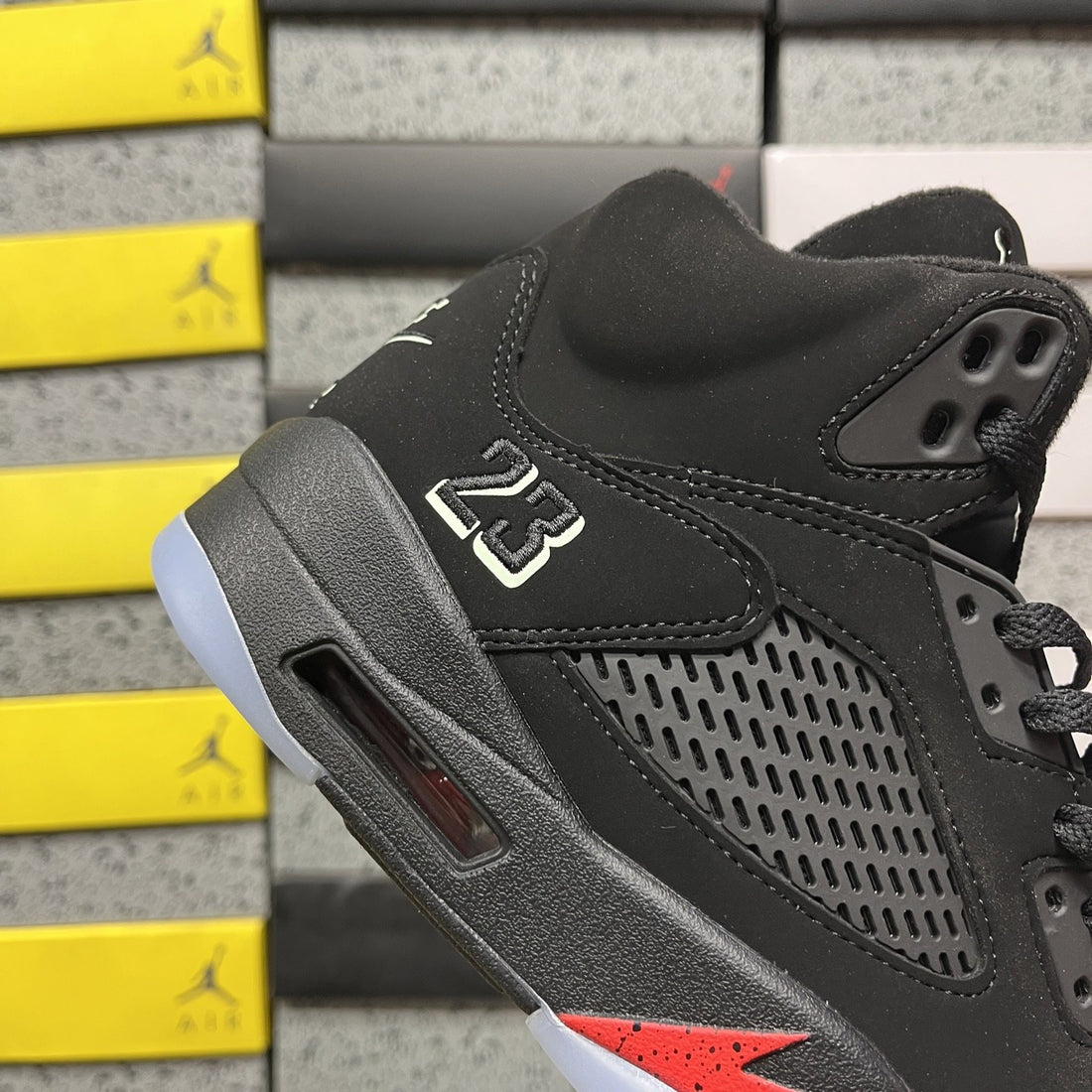 Air Jordan 5 Black Metallic Fire Red