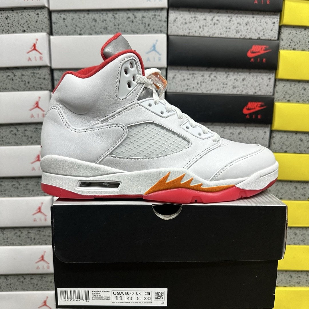 Air Jordan 5 White Fire Red Sole