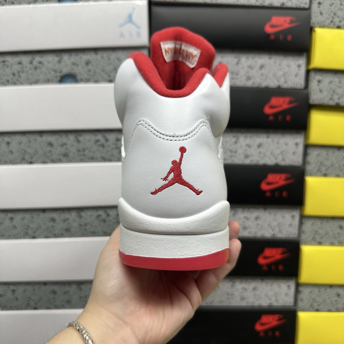 Air Jordan 5 White Fire Red Sole