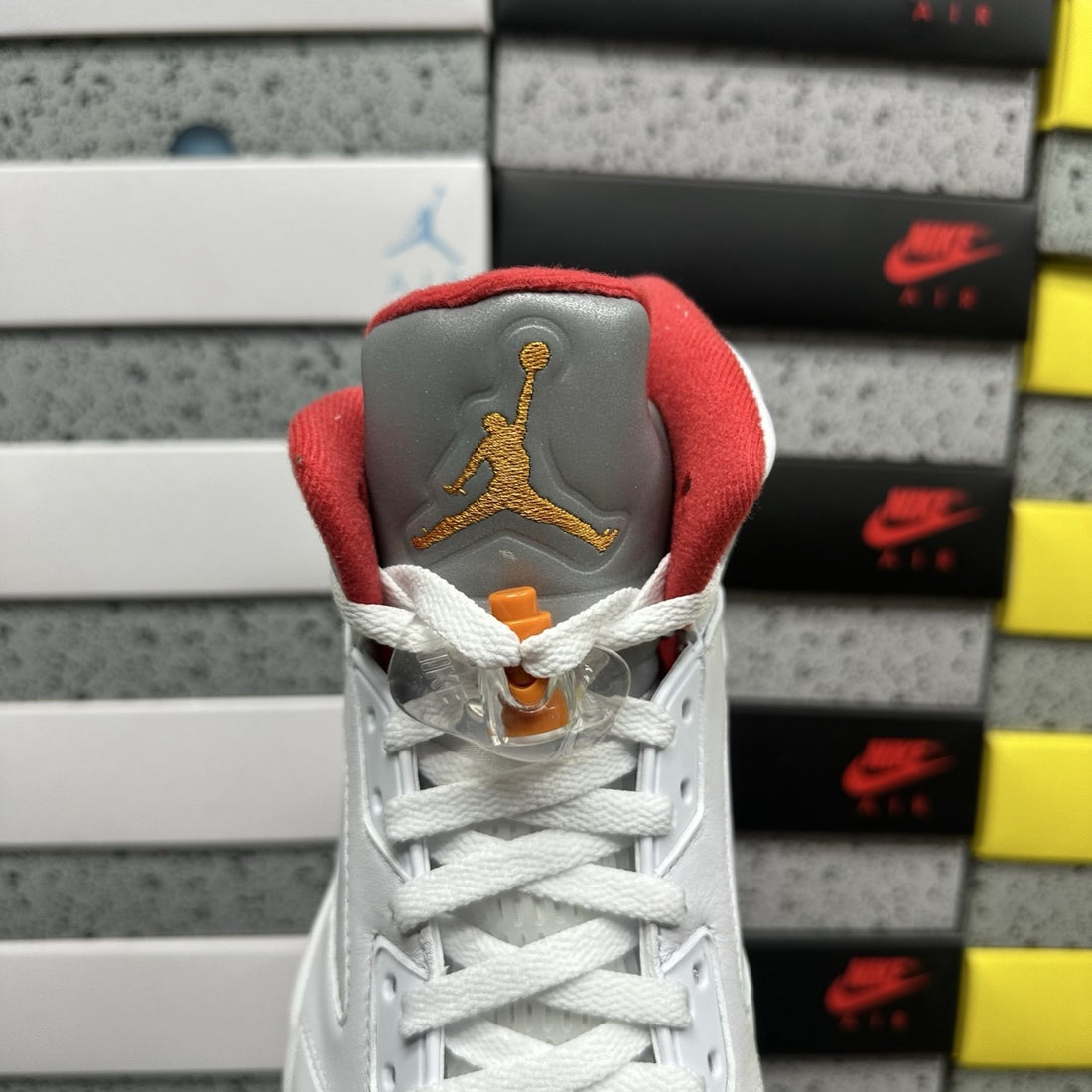 Air Jordan 5 White Fire Red Sole
