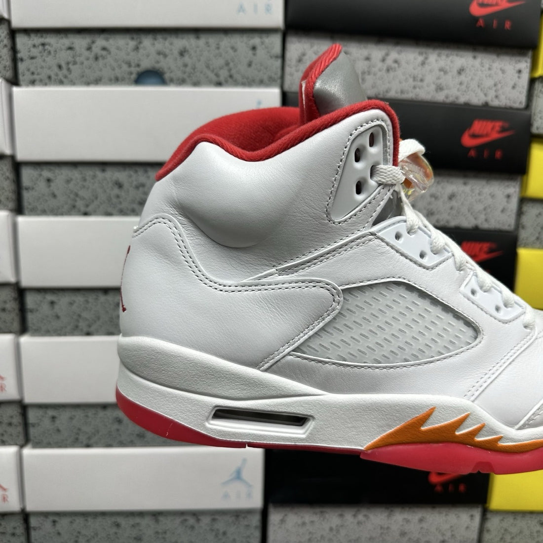 Air Jordan 5 White Fire Red Sole
