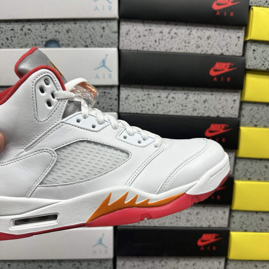 Air Jordan 5 White Fire Red Sole