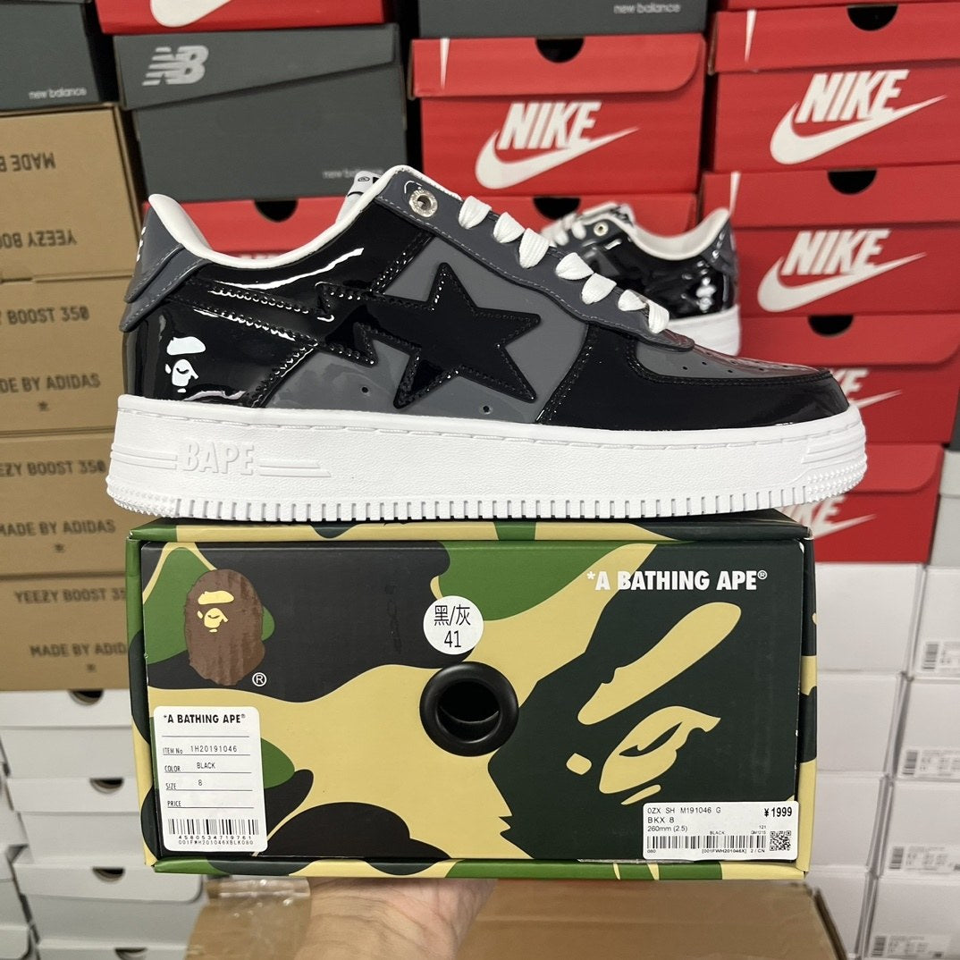 Bape Sta Black Grey Patent