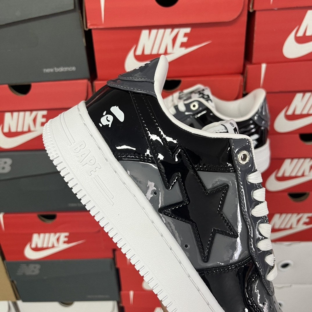 Bape Sta Black Grey Patent