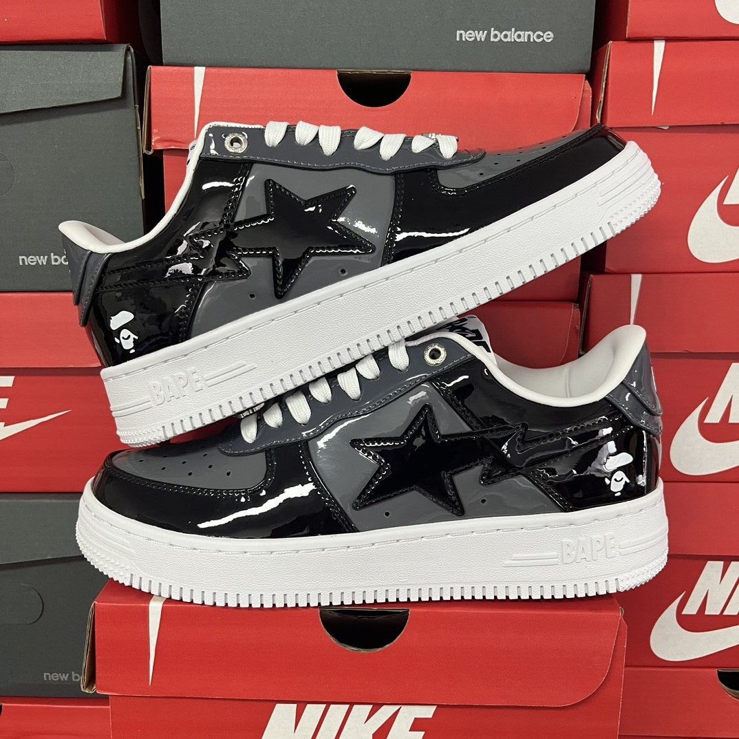 Bape Sta Black Grey Patent