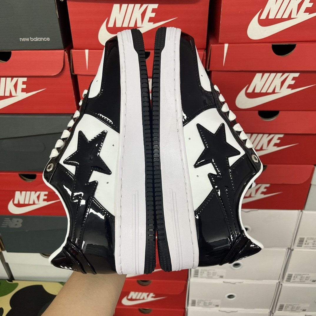 Bape Sta Black White Leather