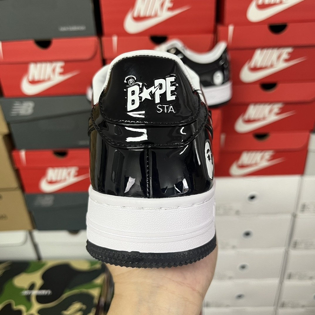 Bape Sta Black White Leather