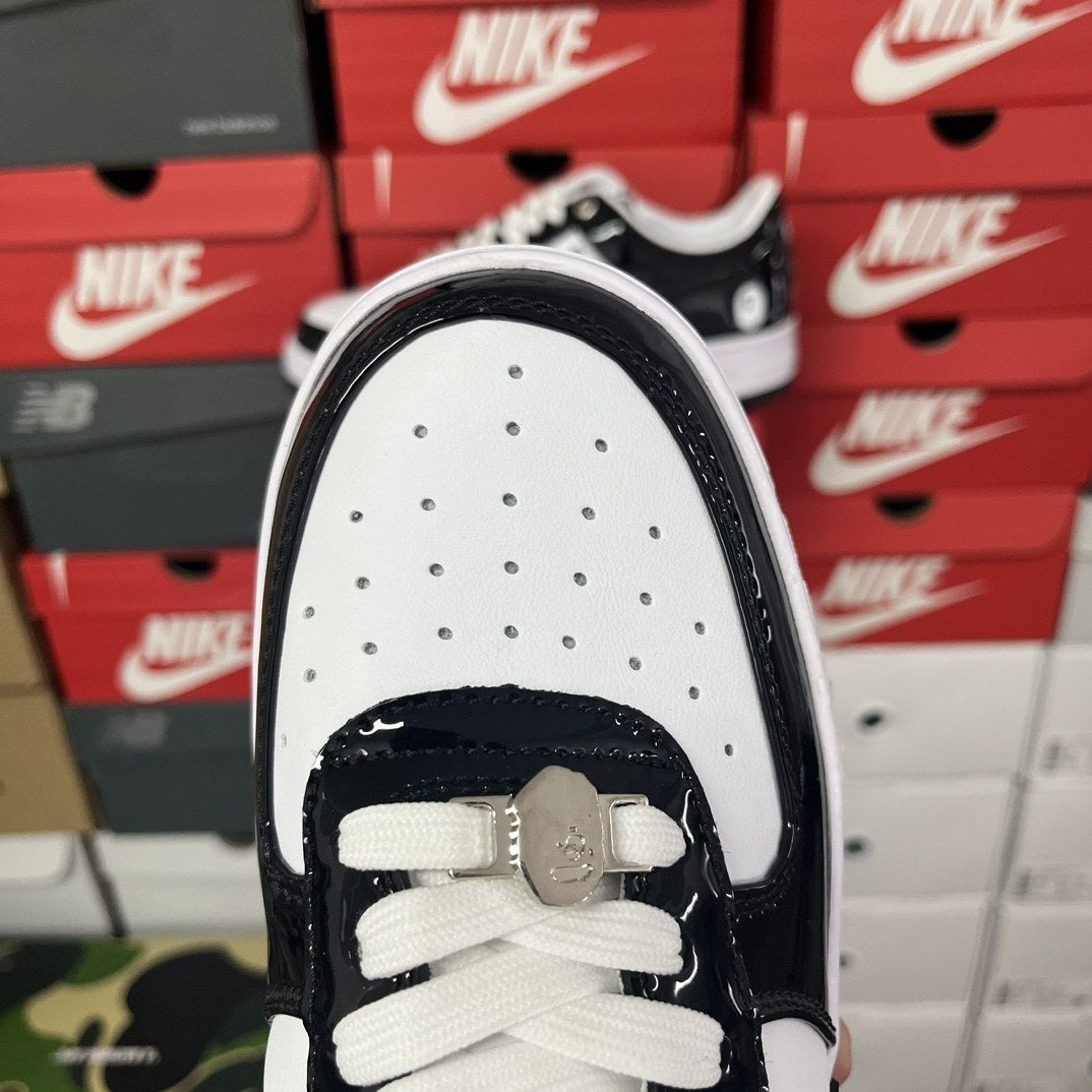 Bape Sta Black White Leather