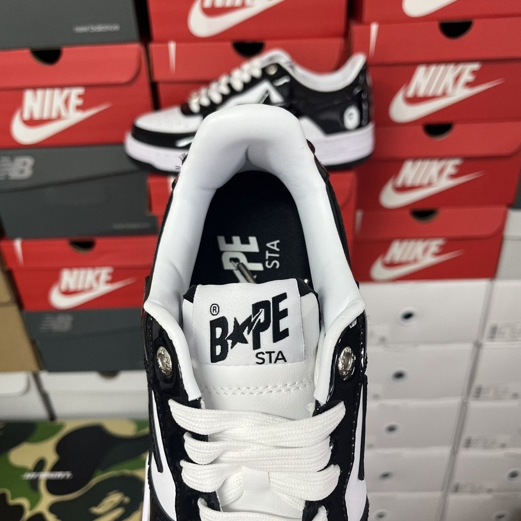 Bape Sta Black White Leather
