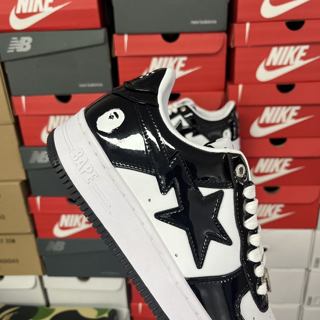 Bape Sta Black White Leather