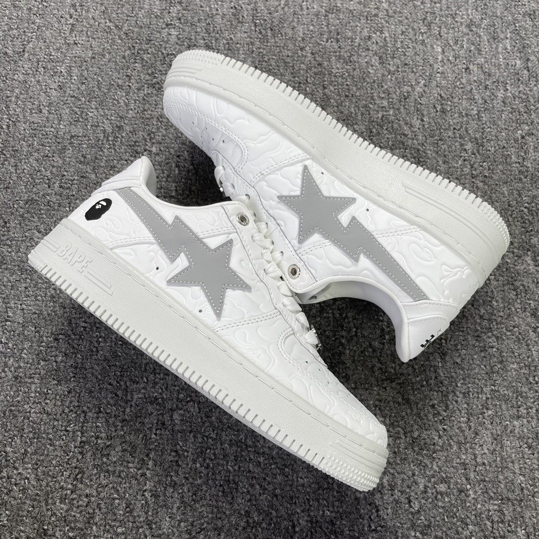 Bape Sta White Grey Embossed