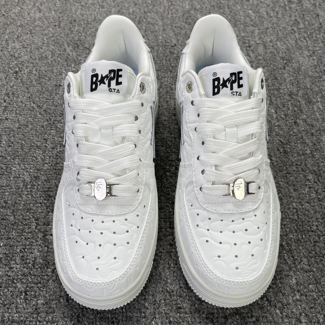 Bape Sta White Grey Embossed