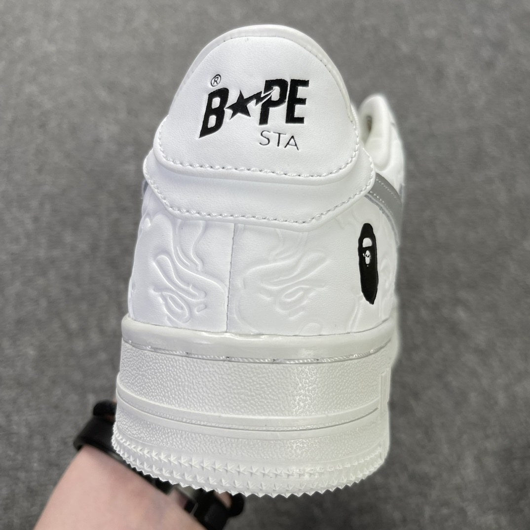 Bape Sta White Grey Embossed